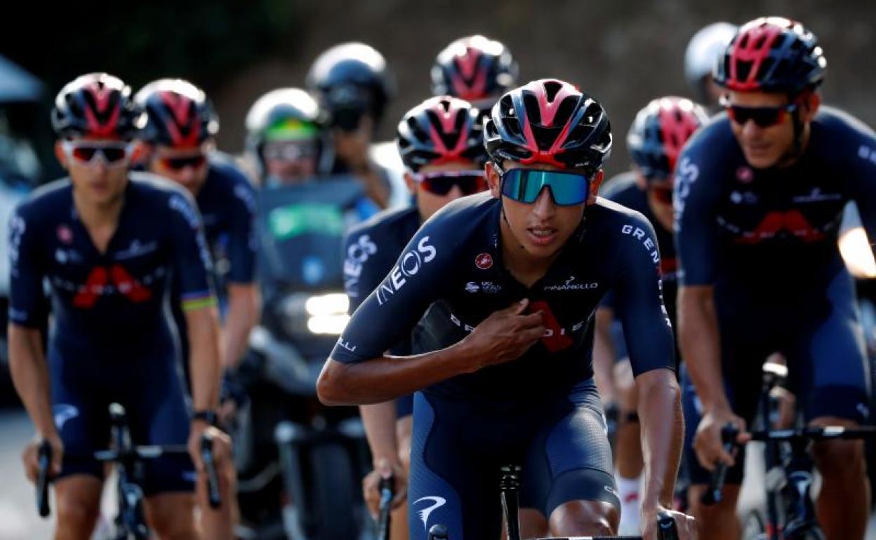 Egan Bernal, durante uno de los últimos entrenamientos previos al Tour.