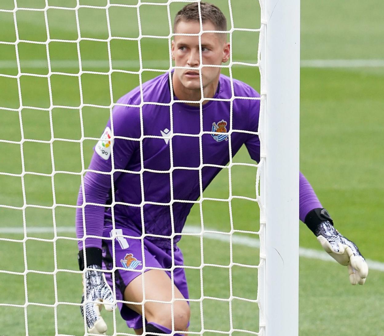 Remiro, con gesto serio, ayer en el Nuevo Zorrilla. 