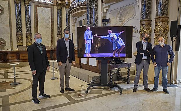 martín, Goia, Alfaya y Rebordinos, esta mañana en el Ayuntamiento de San Sebastián.