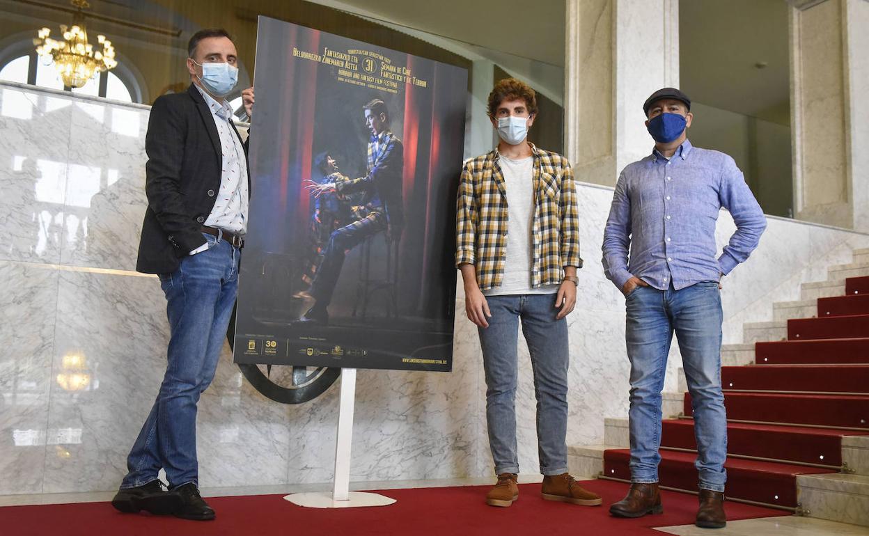 Beltrán, Insausti y Patxi Presa, en la presentación de este lunes.