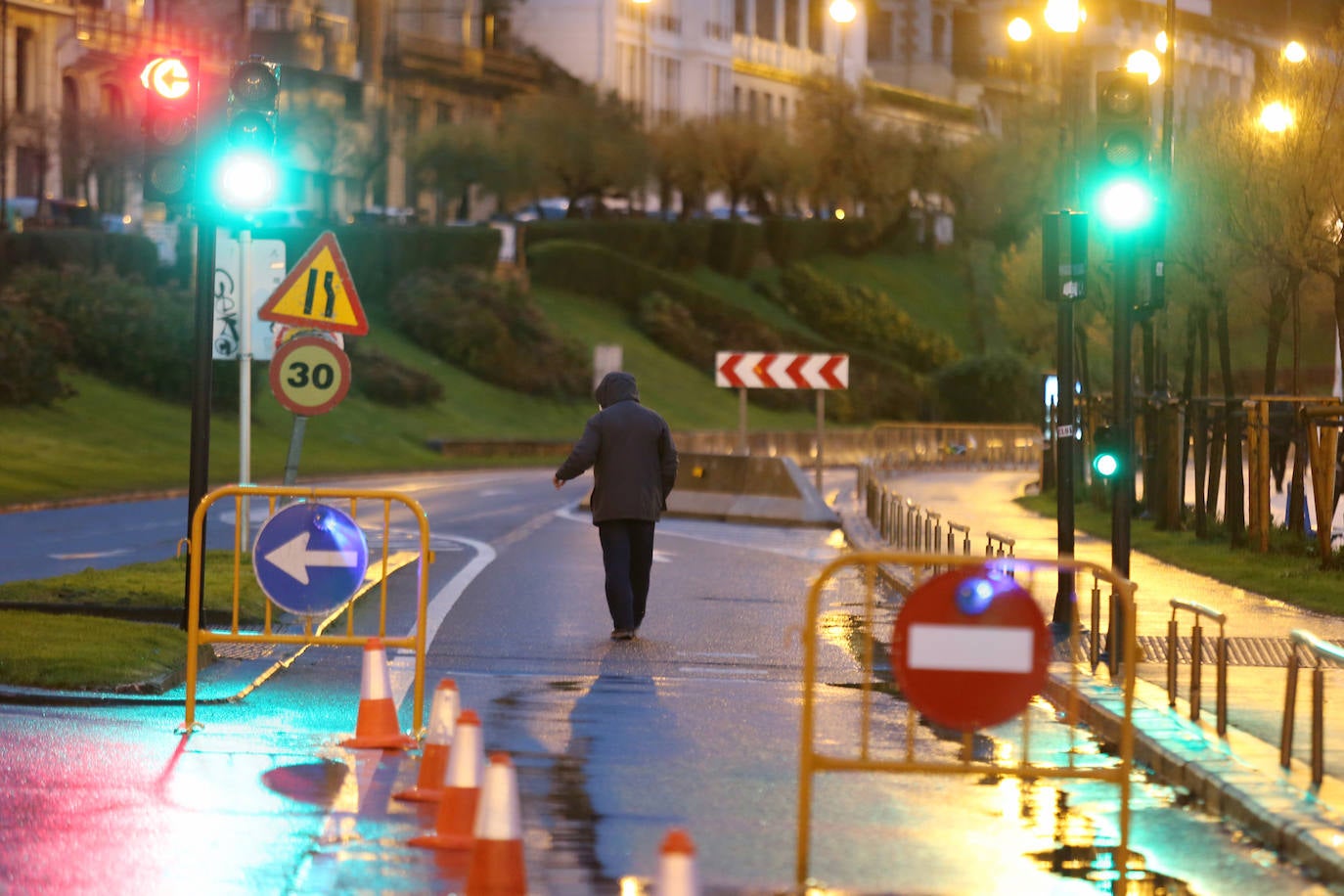 Corte al tráfico del paseo de La Concha. 