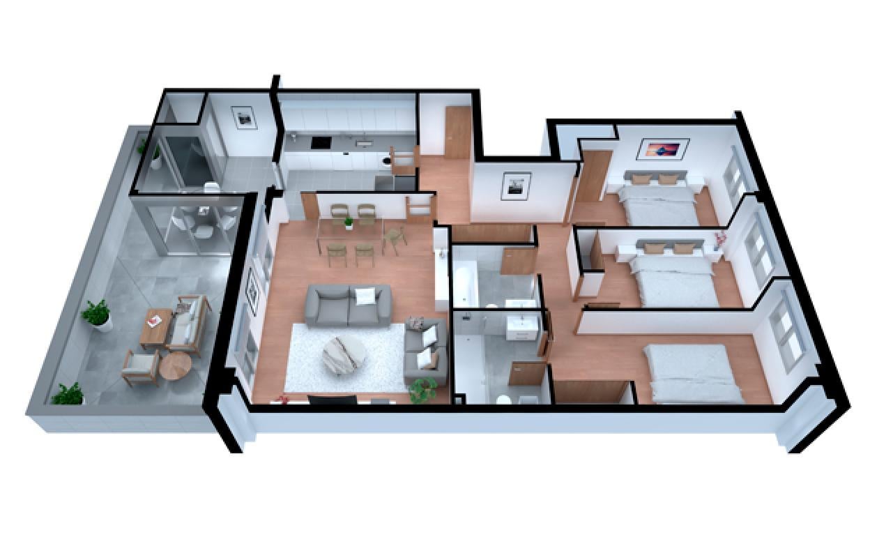 Plano de una de las viviendas que están a la venta en Ugartondo.