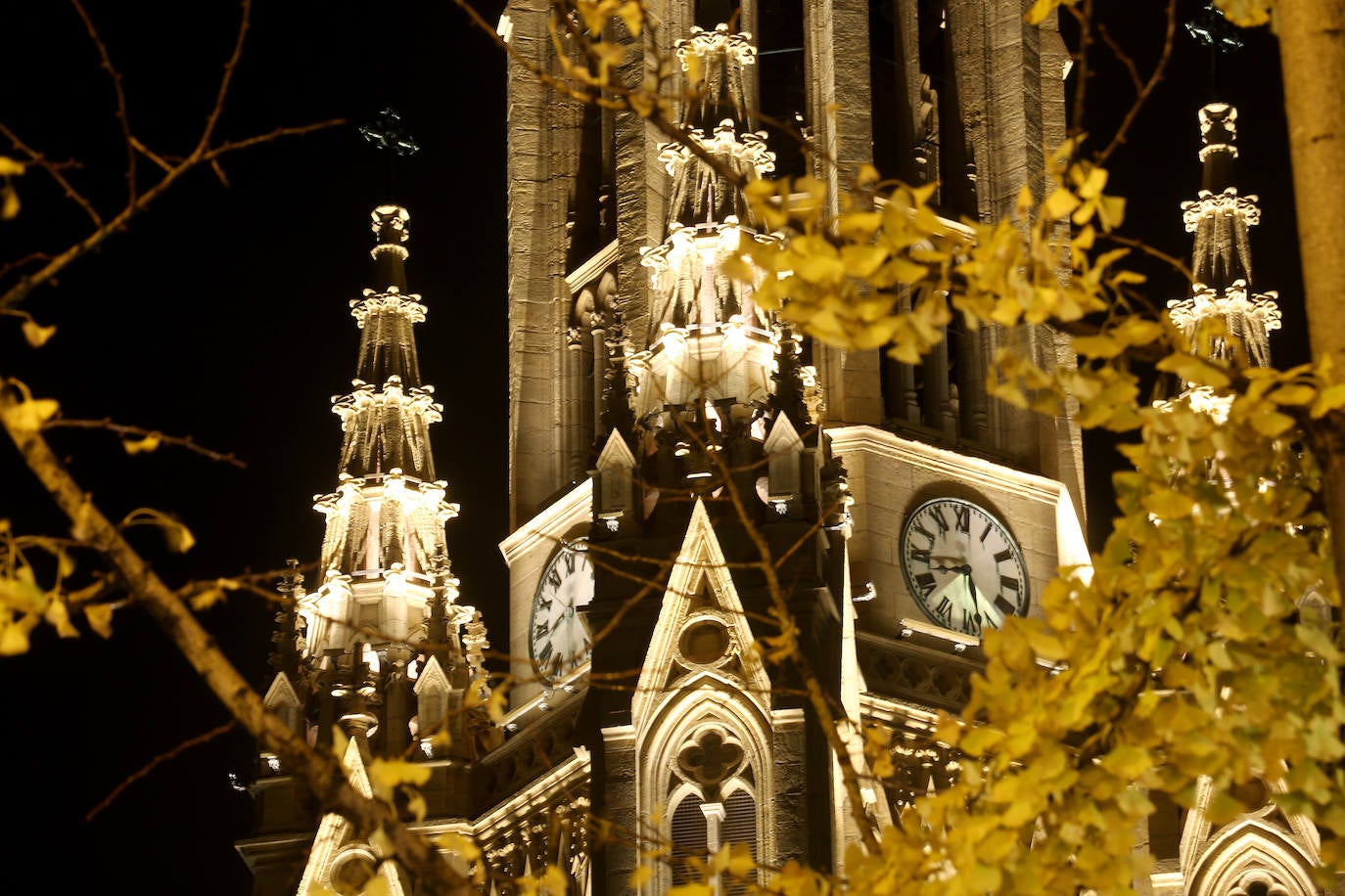 Desde este pasado lunes, al caer la noche, la torre del Buen Pastor se viste con un nuevo traje de luces que realza su figura y ensalza su arquitectura neogótica. 223 focos de tecnología led sutituyen al antiguo sistema de iluminación que instaló el Ayuntamiento allá por los años 90. Todos ellos colocados con mimo para respetar la estructura de 75 metros de altura levantada en 1899, que ha sufrido un intenso proceso de restauración de casi año y medio, y para mostrarse al público con todo su esplendor. 