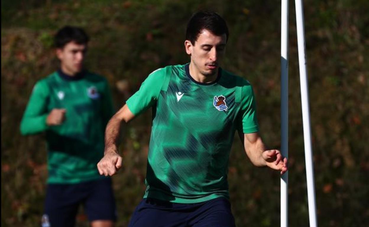 Oyarzabal durante el entrenamiento de este martes