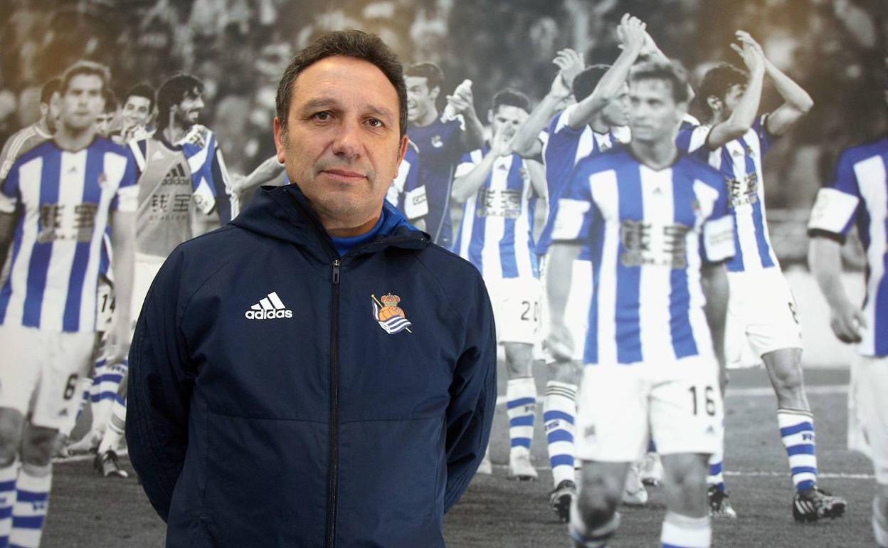 Eusebio Sacristán en enero de 2018 en las instalaciones de la Real Sociedad. 