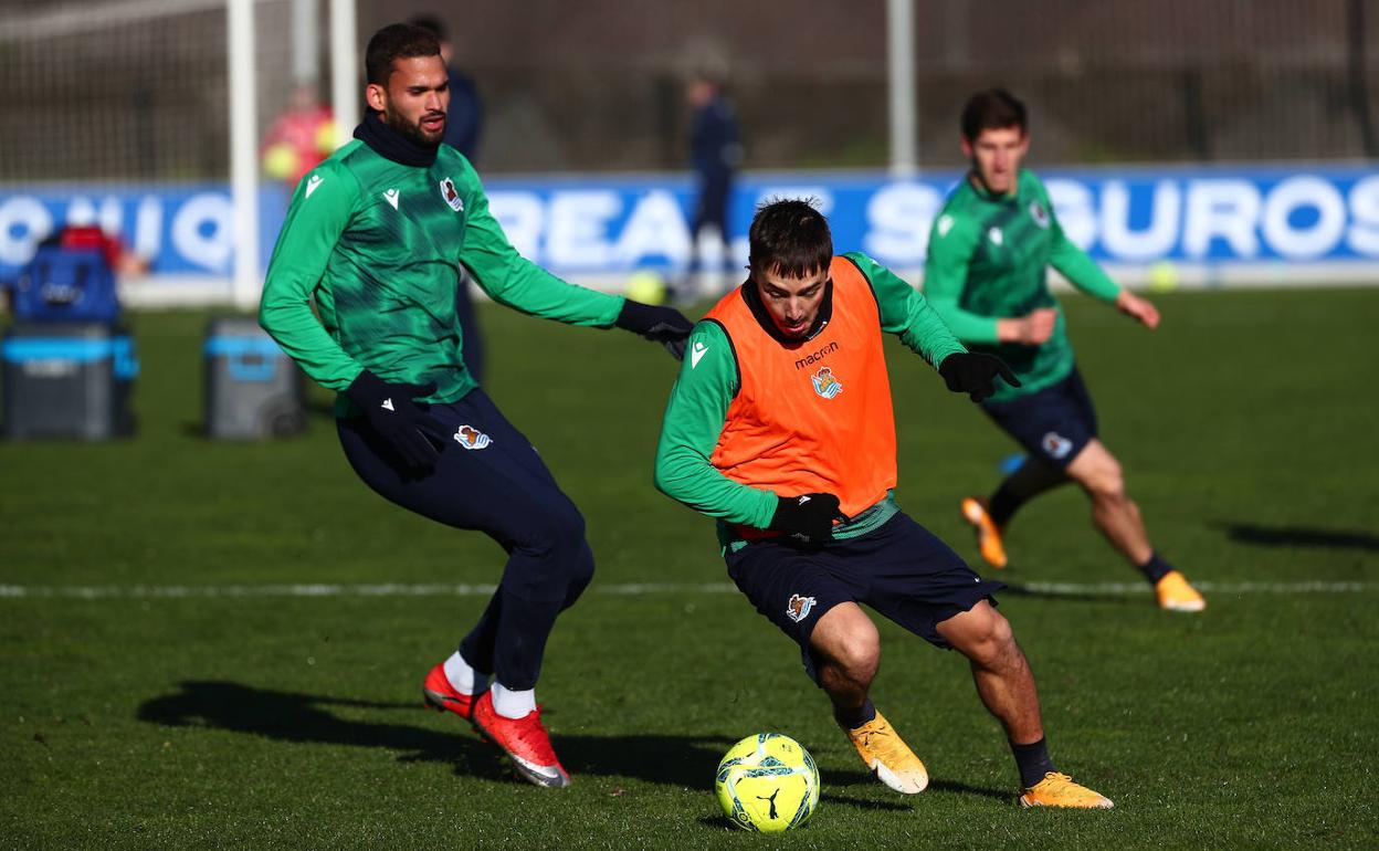 Willian José, en el entrenamiento de ayer. 