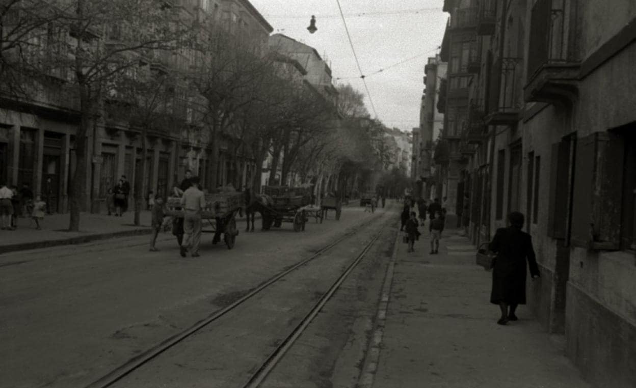La calle Matía, en una imagen antigua (1945). 