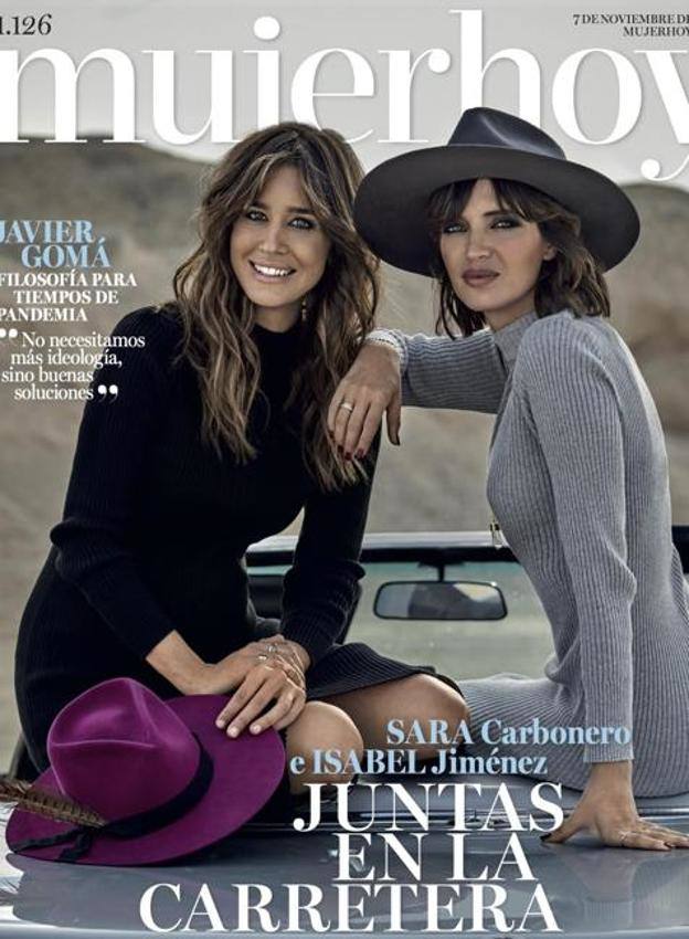Isabel Jiménez y Sara Carbonero protagonizaron en noviembre la portada de la revista 'Mujerhoy' con dos sombreros de Gorka González.