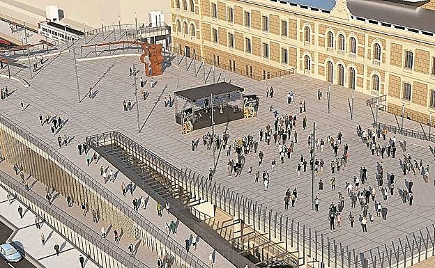 Atotxa. Plaza que cubrirá las vías en la nueva estación de tren. 
