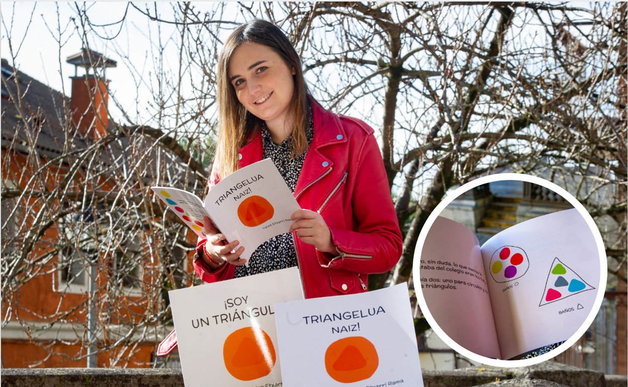Yaiza Etxarri posa junto con su libro en Hernani. 