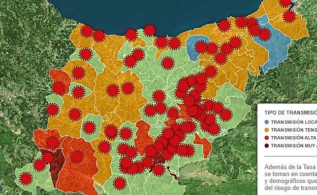 Gráfico. Consulta la incidencia del Covid en cada localidad de Gipuzkoa.