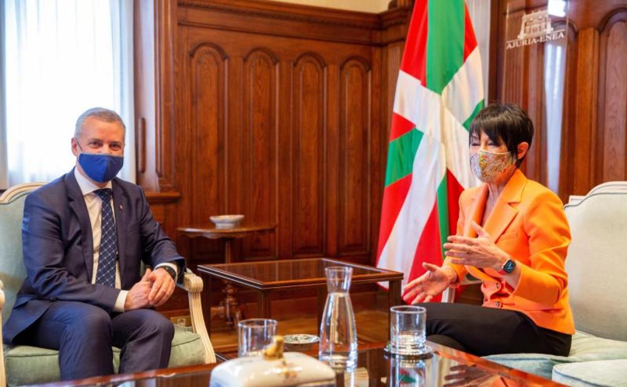 Iñigo Urkullu y Maddalen Iriarte, en la reunión que han mantenido este miércoles en Ajuria Enea.