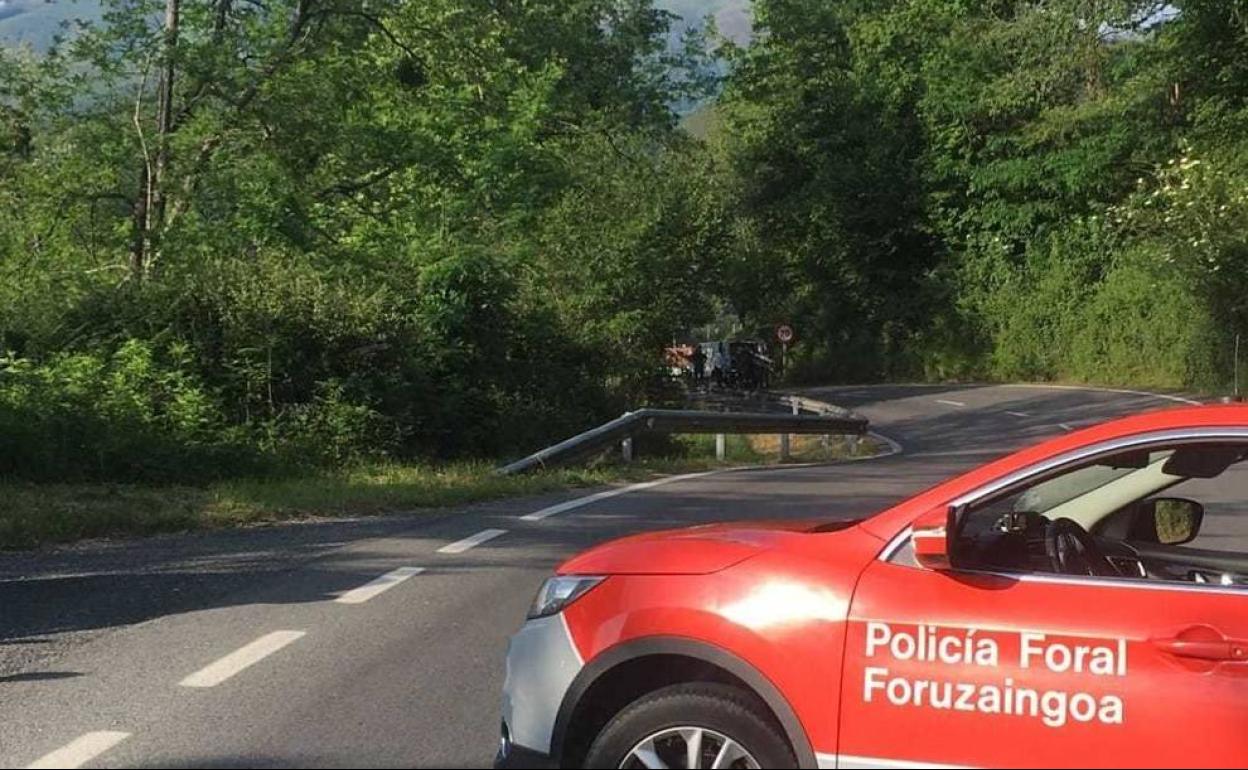 Tramo del puerto de Otsondo en el que se ha producido el atropello mortal de un ciclista por un vehículo que se ha dado a la fuga.