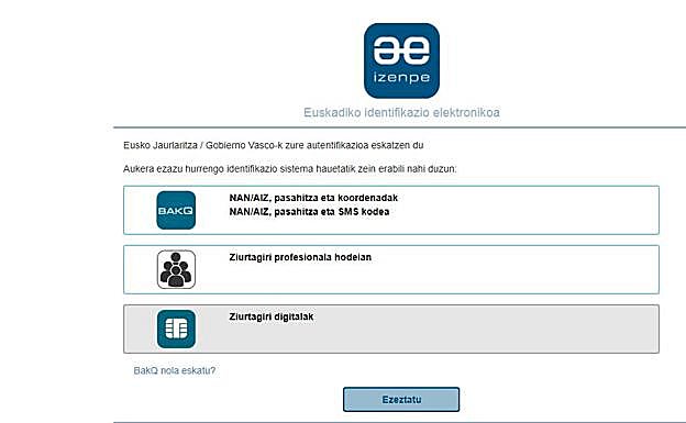 Paso en el que debes elegir de qué modo accedes