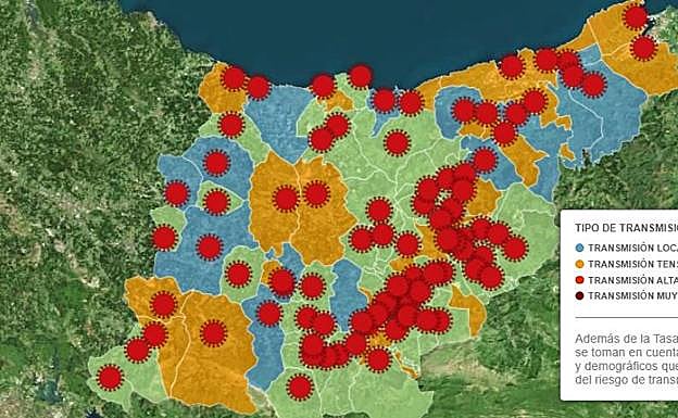 Gráfico. Consulta la incidencia del Covid en cada localidad de Gipuzkoa