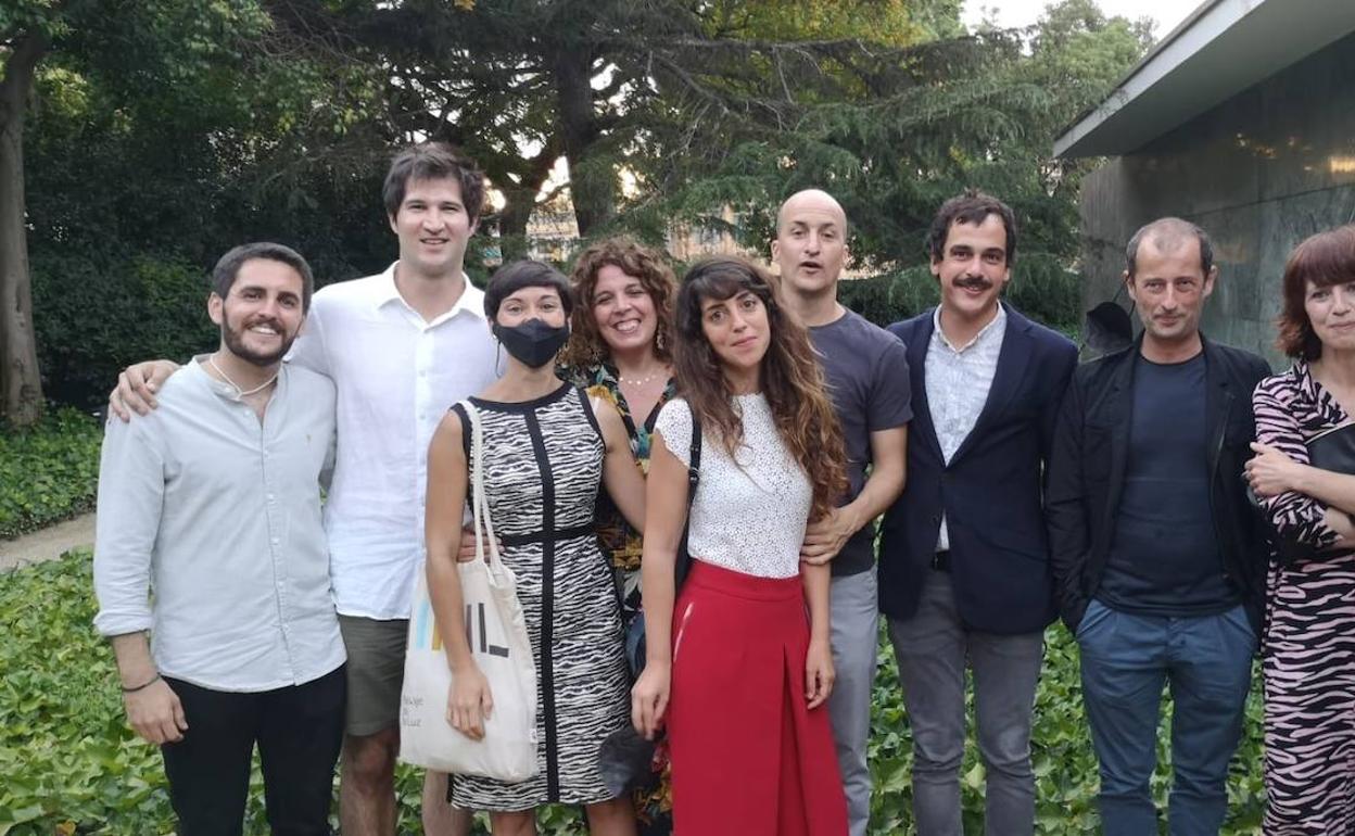 Los arquitectos guipuzcoanos premiados, en Barcelona. 