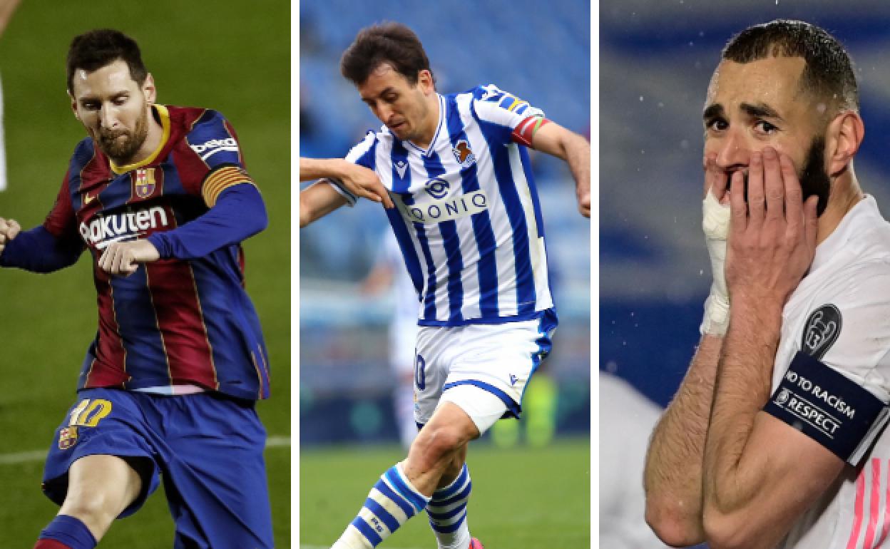 Messi, Oyarzabal y Benzema, tres de las caras más conocidas de la Liga.