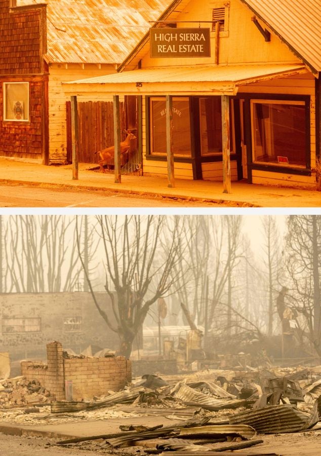 Fotos: Antes y después del incendio Dixie que asola California