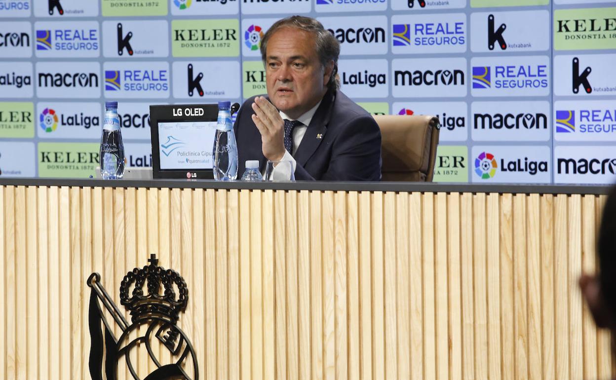 Jokin Aperribay, durante la rueda de prensa de este viernes en el Reale Arena.