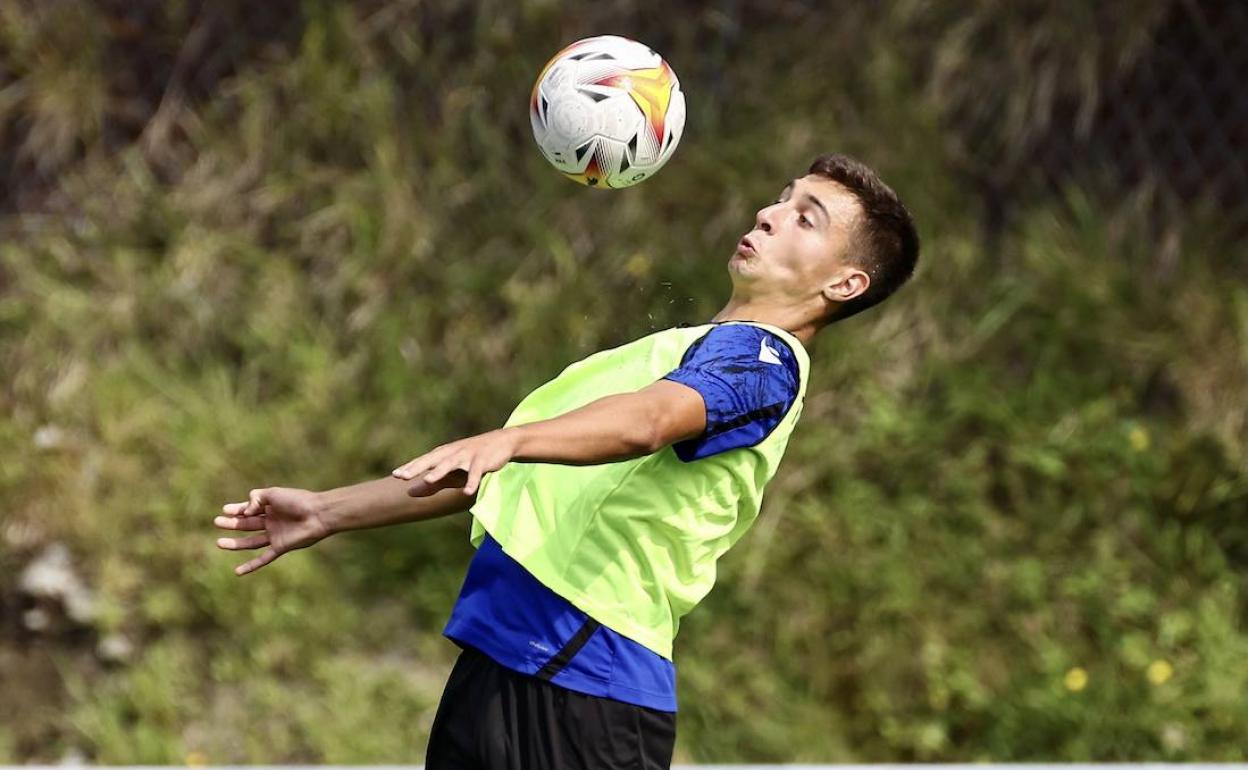 Karrikaburu, en el entrenamiento de este miércoles.