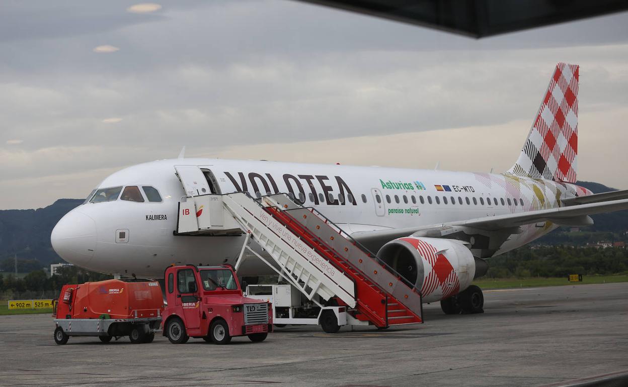 Imagen del vuelo tras aterrizar en el aeropuerto de Hondarribia.