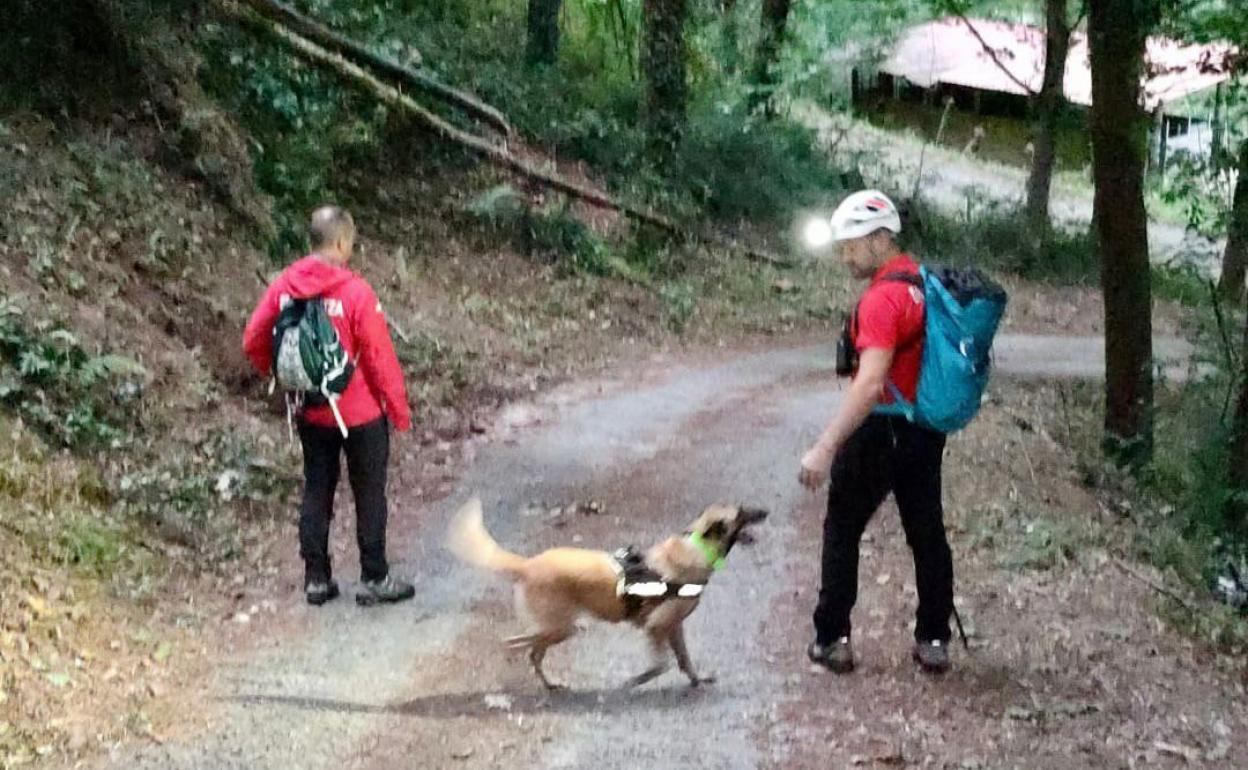 Parte de los efectivos que participan en la búsqueda en Berrobi. 