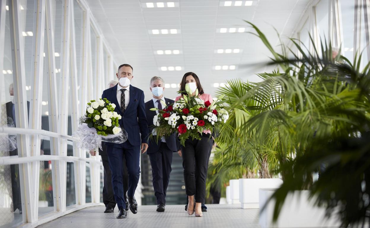 Itxaso, Agirre y Artolazabal, ayer en la prisión de Zaballa. 