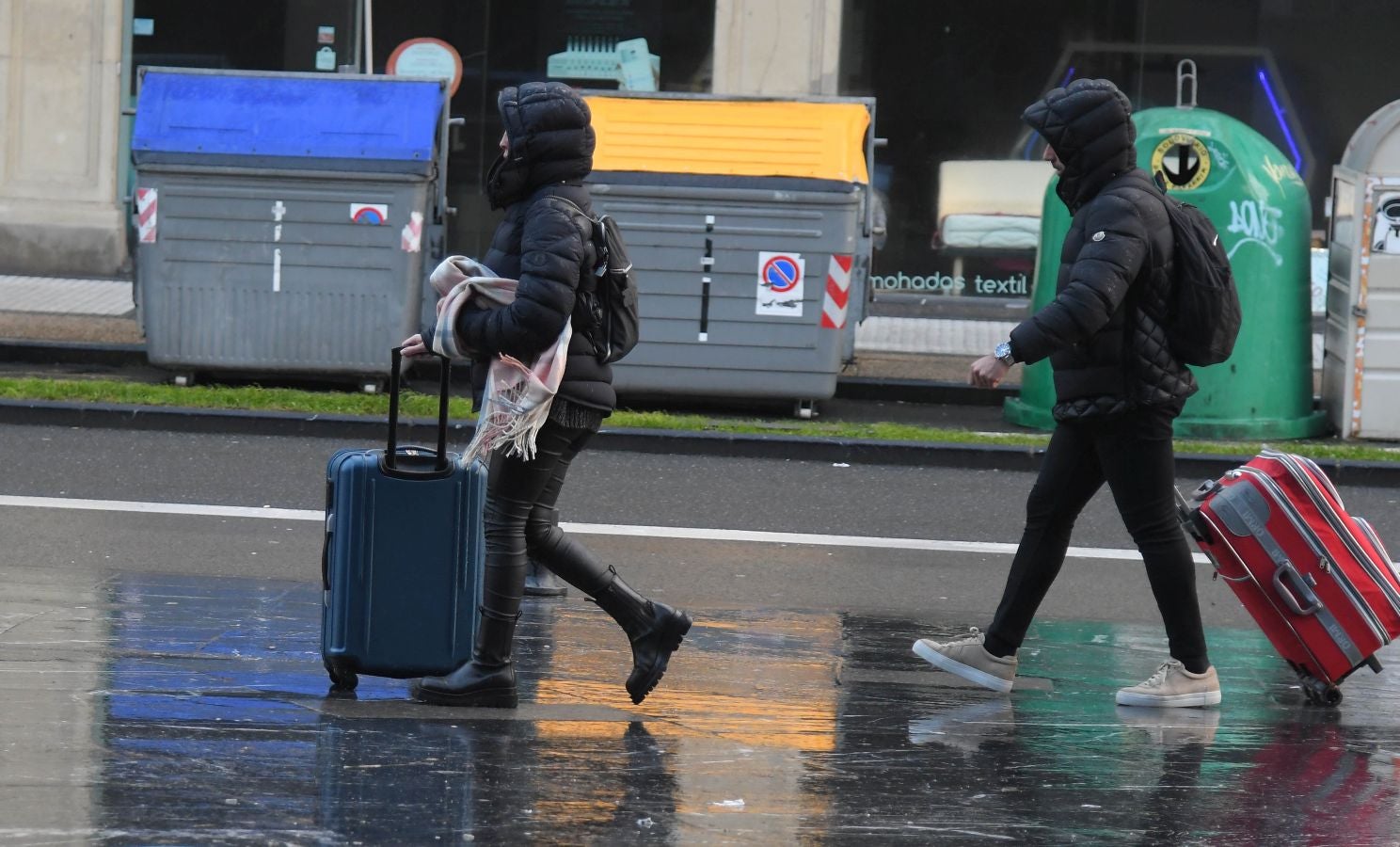 Contenedores volcados, árboles caídos... el temporal se está dejando sentir con fuerza en el territorio en las últimas horas