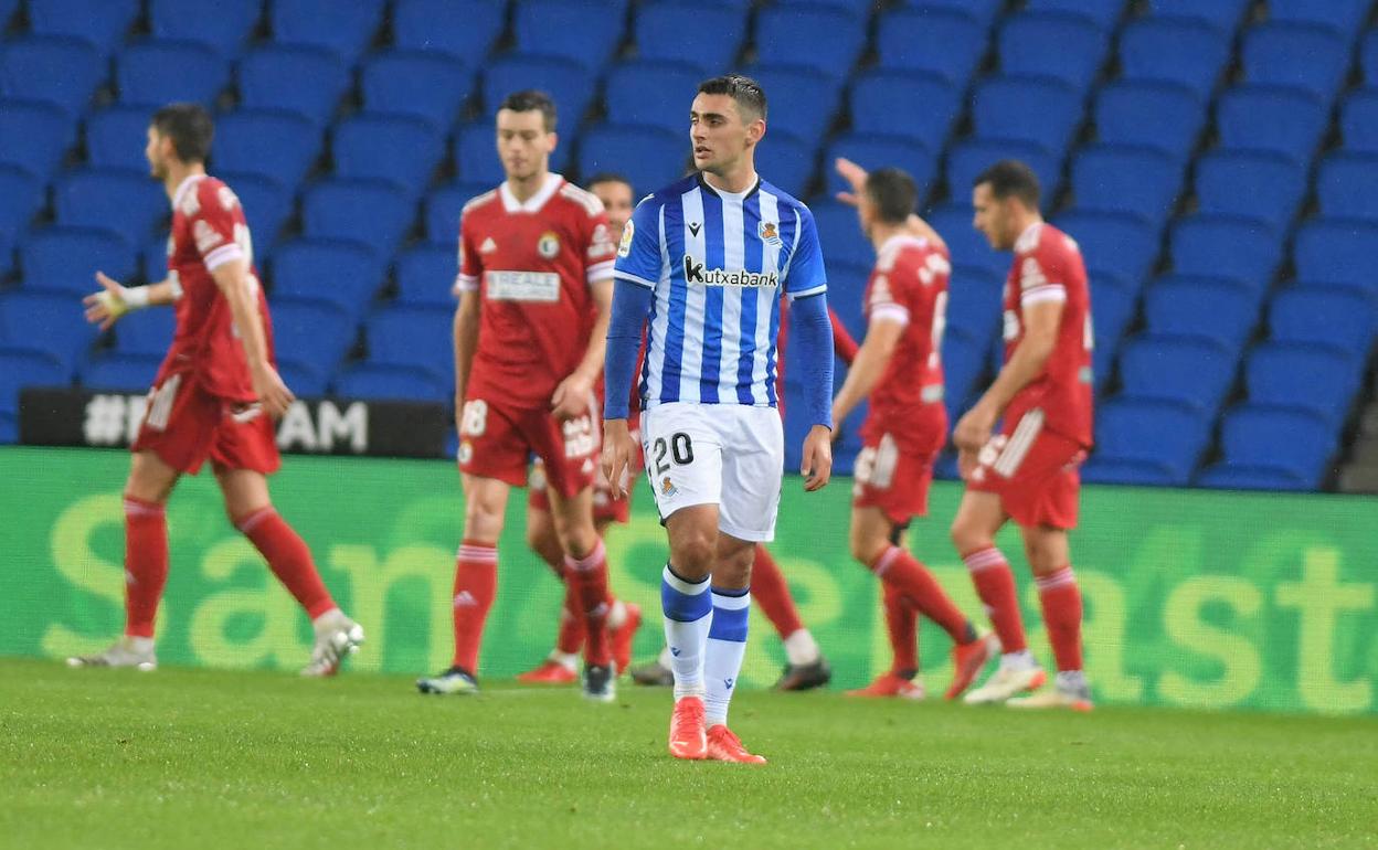 Martín se lamenta tras el gol del Burgos.