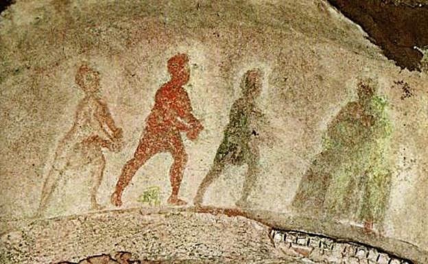 La imagen más antigua de los Magos, en la catacumba de Priscila, en Roma, datada entre el siglo II y el III.