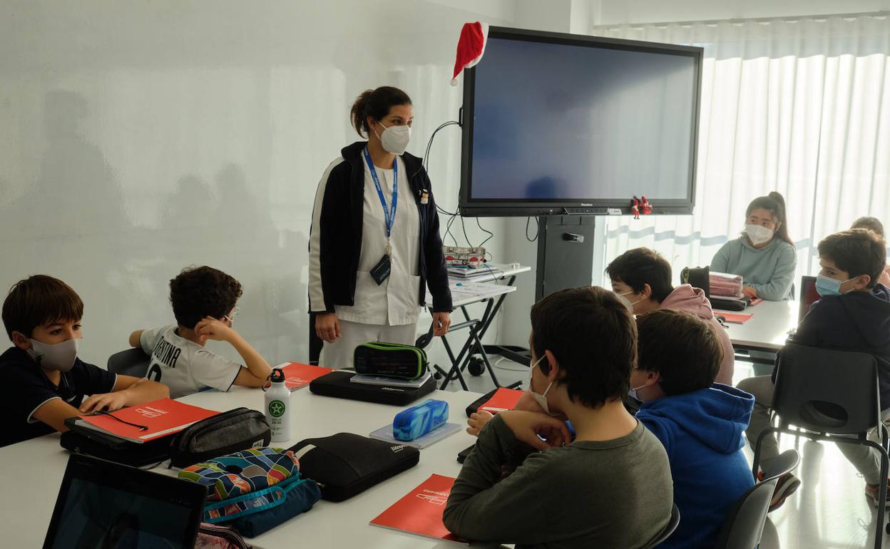Un grupo de escolares en Aldapeta.