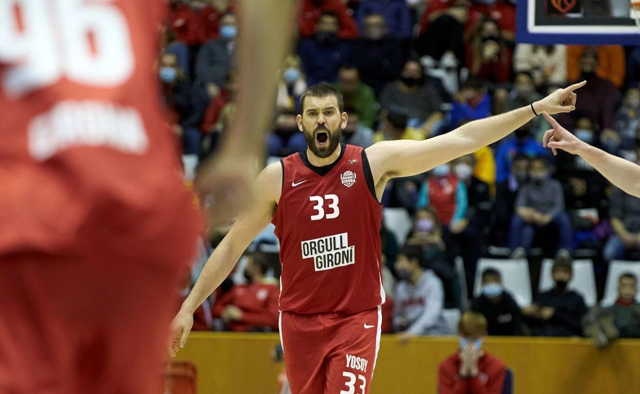 Marc Gasol, durante un partido con el Girona. 