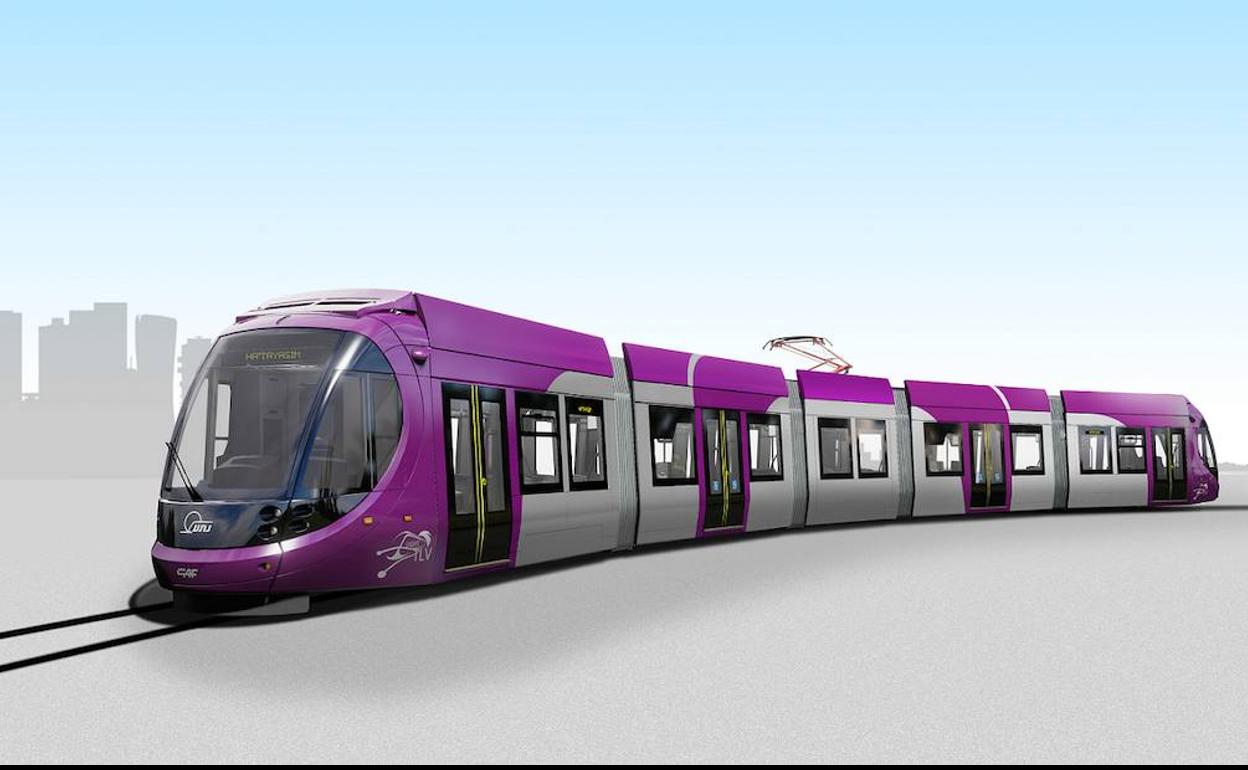 Modelo del tranvía 'Purple Line' que CAF suministrará a la ciudad israelí de Tel Aviv. 