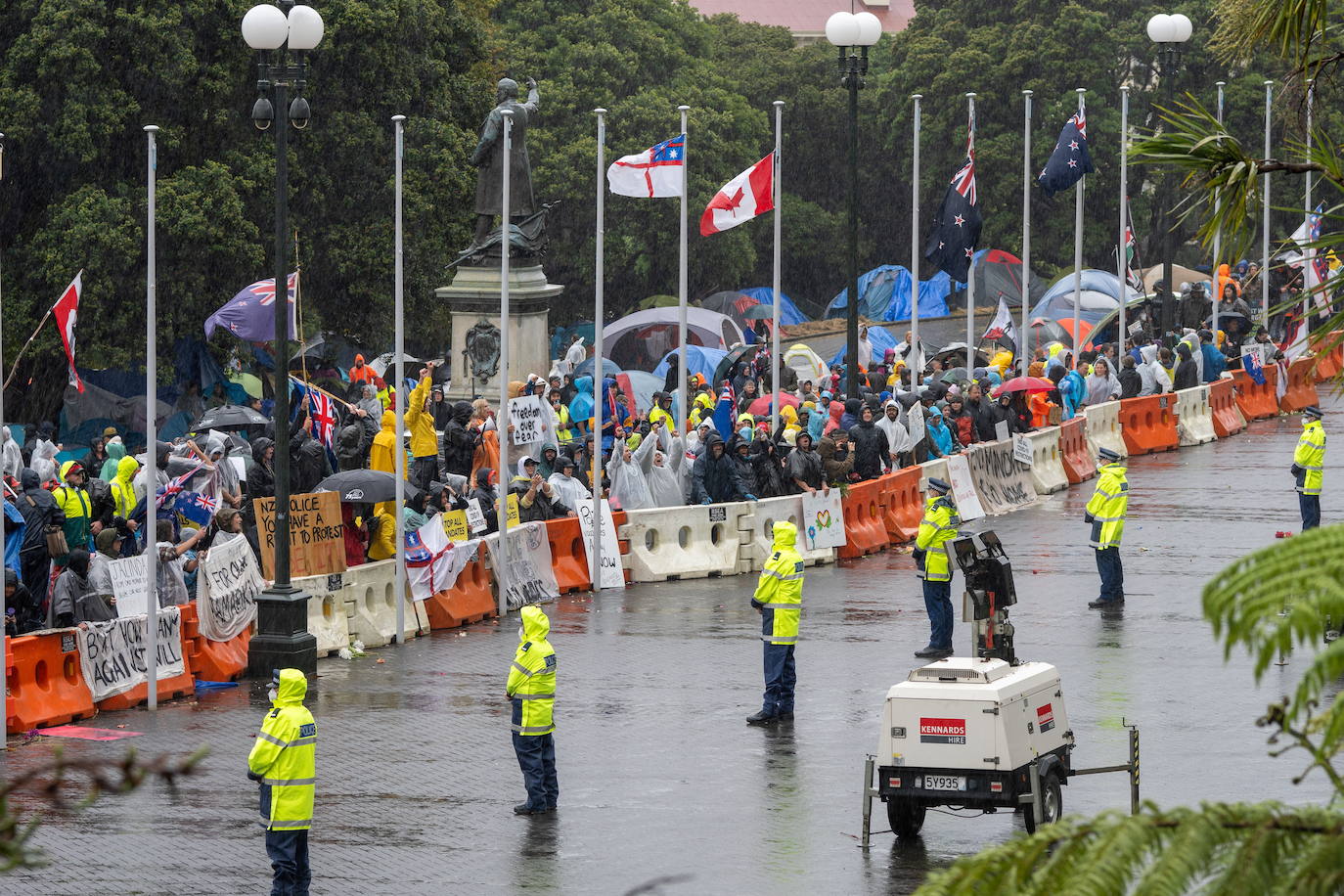 Protesta de antivacunas en Wellington, Nueva Zelanda, este pasado fin de semana.