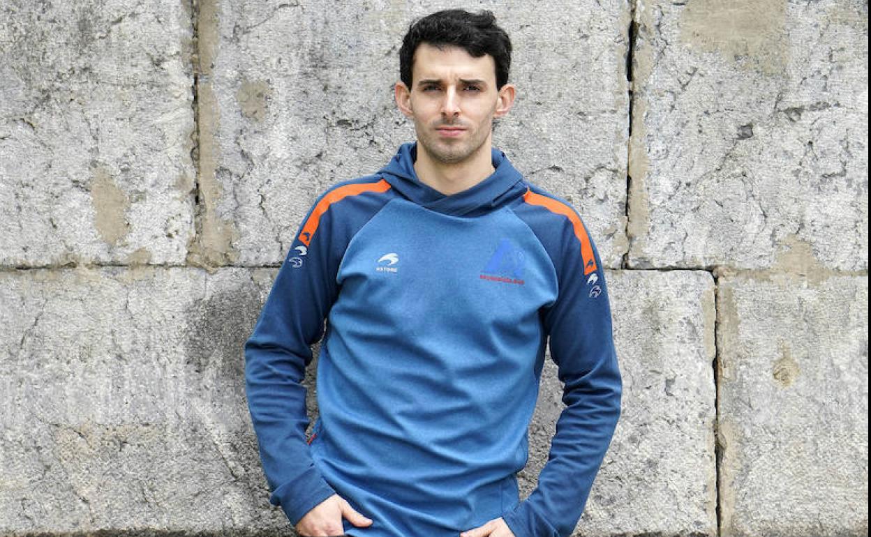 Jokin Altuna, ayer en el frontón descubierto de Amezketa. 