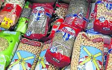 Pocos botes de garbanzos, alubias...