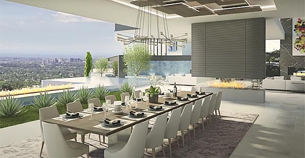 Vistas sobre la ciudad de Los Ángeles desde uno de los comedores.