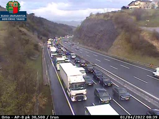 AP-8 a las 8.40 horas en dirección Irun a la altura de Orio.