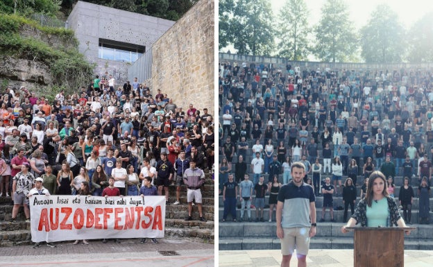 Imagen de las convocatoria de la Gazte Asanblada en la Plaza Trinidad y de la de Kontseilu Sozialista en Miramon. 