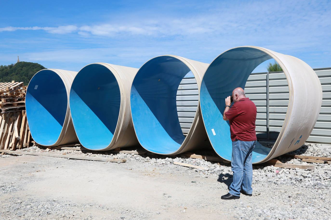 Obras del nuevo colector de aguas residuales que da servicio a Gros, Intxaurrondo, Ulia y Egia. 