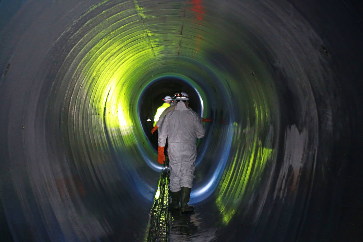 Obras del nuevo colector de aguas residuales que da servicio a Gros, Intxaurrondo, Ulia y Egia. 