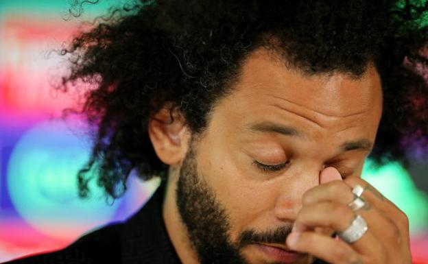 Marcelo Vieira, durante su homenaje en la Ciudad Deportiva del Real Madrid. 