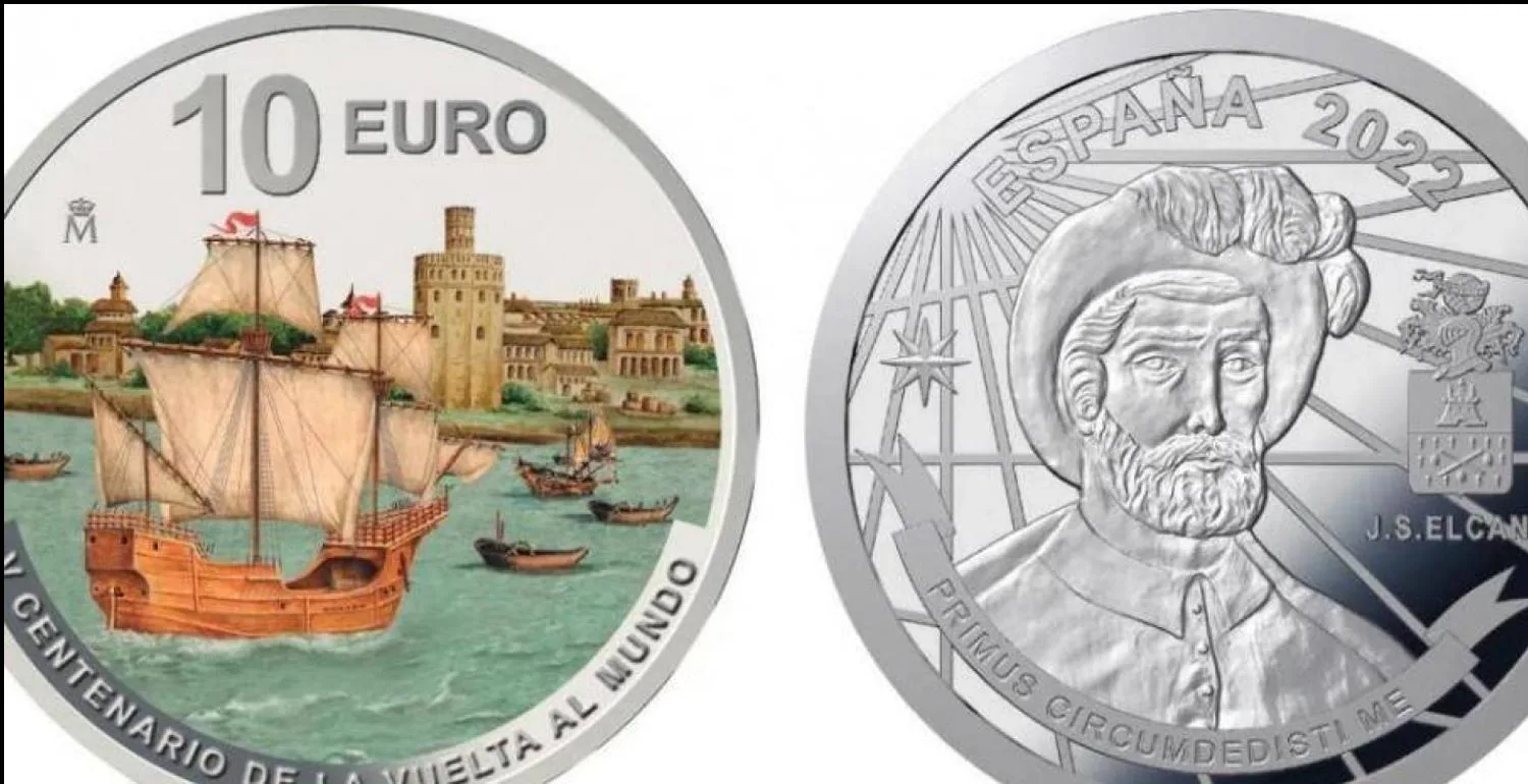 La moneda de 10 euros que conmemora la hazaña de Juan Sebastián Elcano