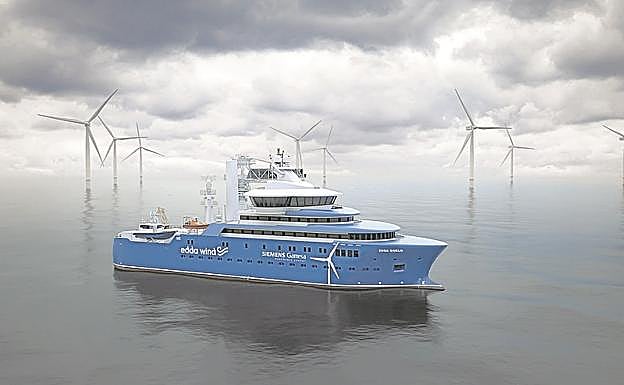 Recreación del barco en el parque eólico de Iberdrola. 