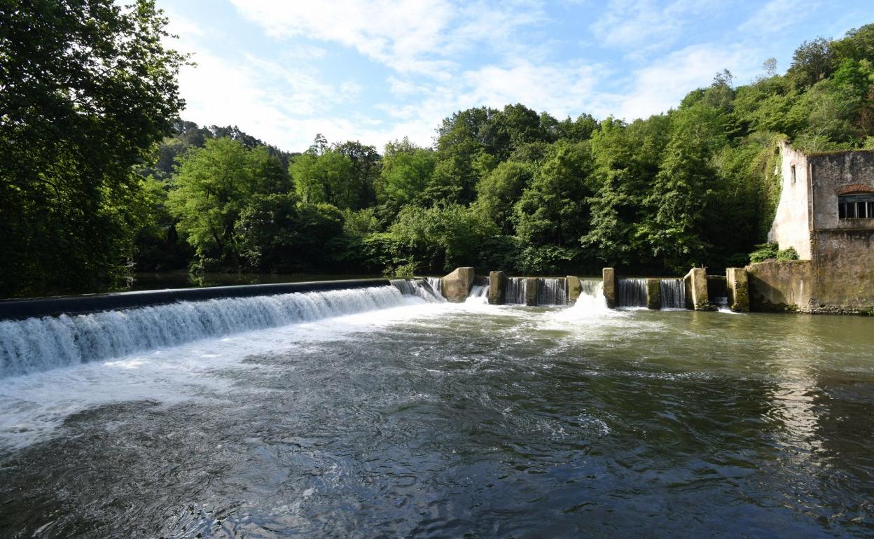 Esta es la zona del río Oria, a su paso por Usurbil, donde iba a estar situado uno de los tramos del nuevo canal de aguas bravas. 