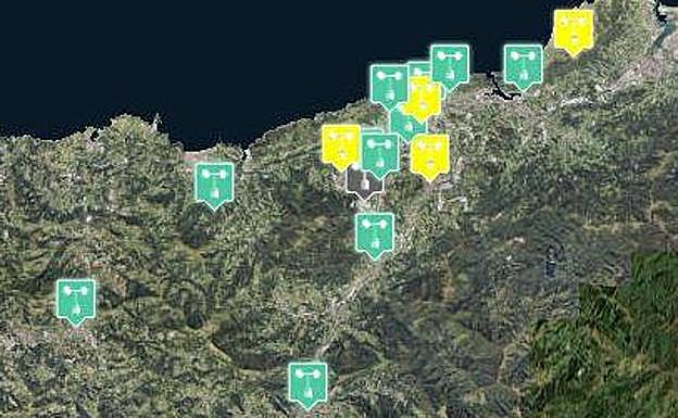 Mapa de calidad del aire en Gipuzkoa a las 10.00 horas. 