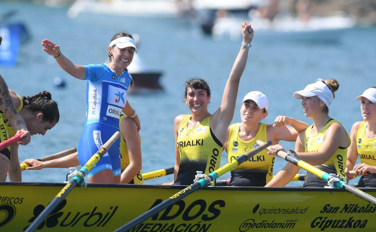Orio Orialki celebra su victoria en Getaria. 