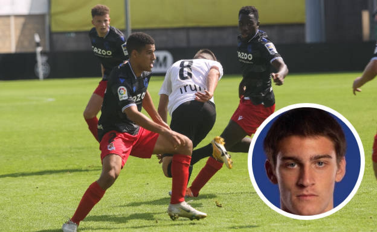 Amistoso que el Real Unión disputó este fin de semana ante el Sanse. En el recuadro de la derecha, Giorgi Gagua.