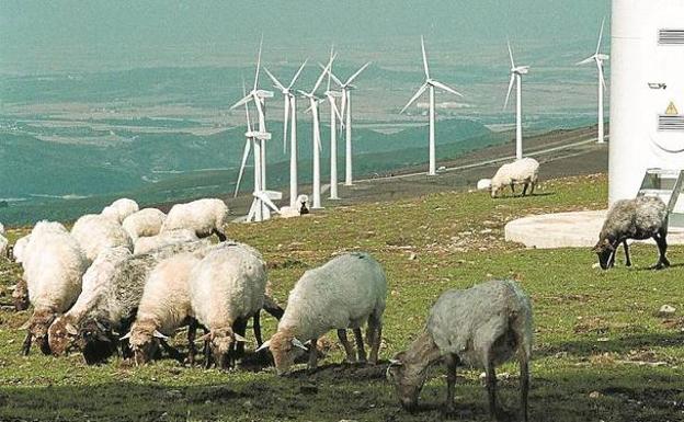 Aerogeneradores instalados en la sierra de Elgea (Álava) puesto en marcha en 2003.