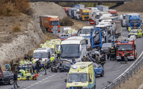 Accidente múltiple en la A-1 que ha afectado a casi una decena de vehículos.